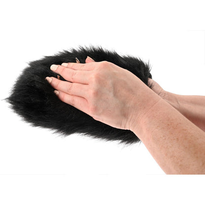 SPORTSHEETS Spiked Sensory Mitt Black Furry Mitt with Spikes