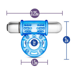 Stay Hard 10-Function Vibrating Bull Ring Blue Cock Ring