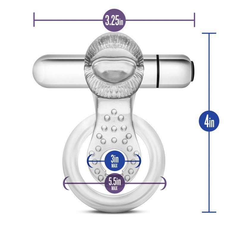 Stay Hard 10 - Function Vibrating Tongue Ring - Clear Vibrating Cock & Ball Ring