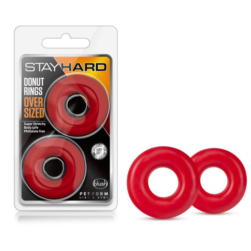 Stay Hard - Donut Rings Oversized Red Large Cock Rings - Set of 2