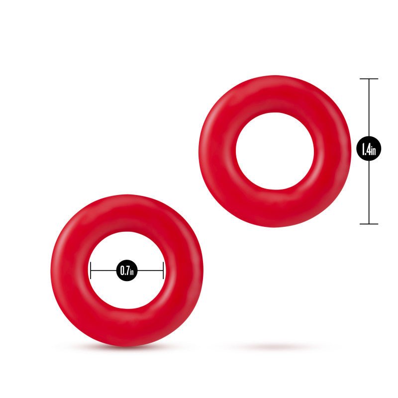 Stay Hard Donut Rings Red Cock Rings - Set of 2