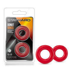 Stay Hard Donut Rings Red Cock Rings - Set of 2