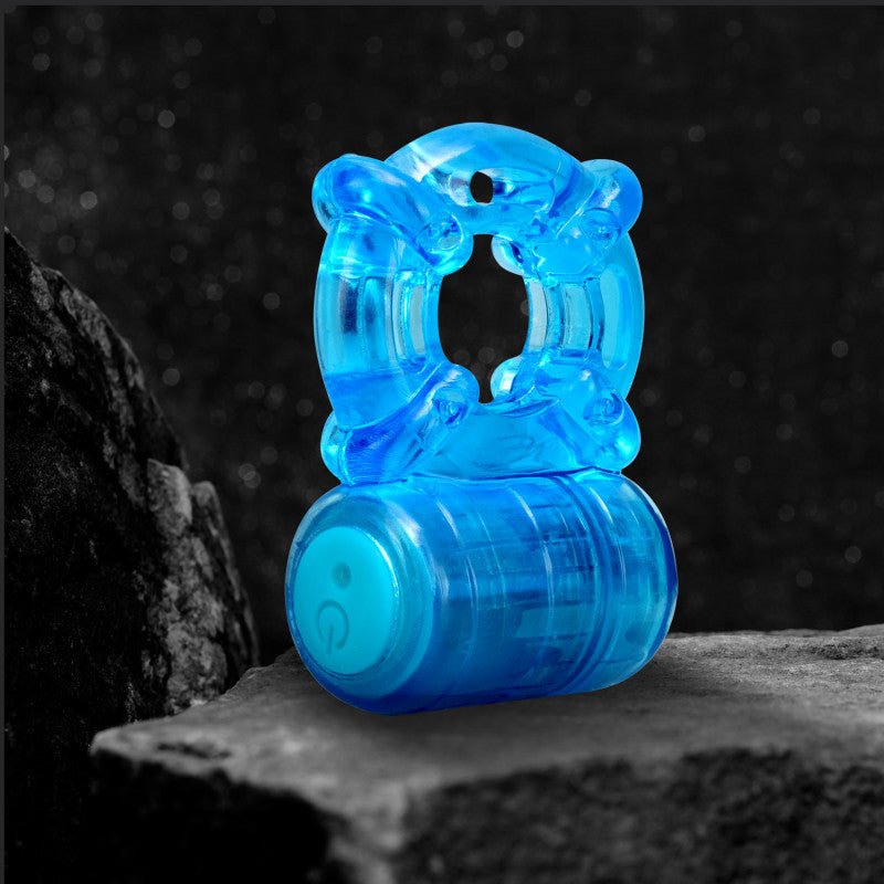 Stay Hard Rechargeable 5 Function Cock Ring - Blue USB Rechargeable Vibrating Cock Ring