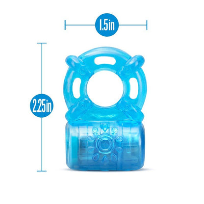 Stay Hard Rechargeable 5 Function Cock Ring - Blue USB Rechargeable Vibrating Cock Ring