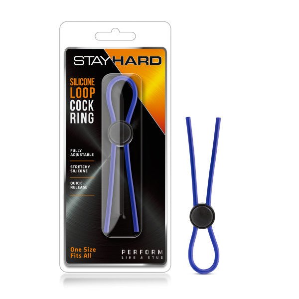 Stay Hard - Silicone Loop Adjustable Lasso Cock Ring Blue