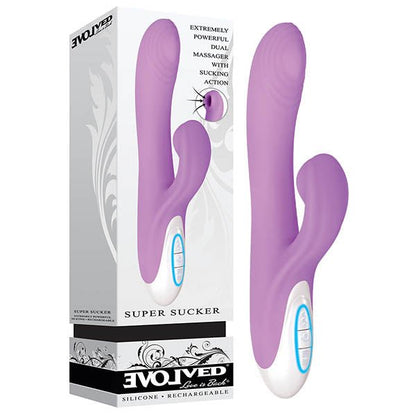 Super Sucker - Purple 22.9 cm (9'') USB Rechargeable Rabbit Vibrator with Sucking Clit Stim