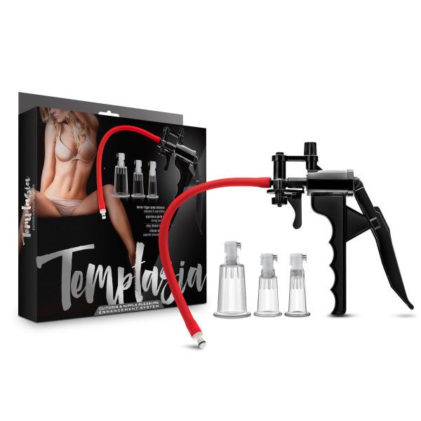 Temptasia Clit Pleasure & Enhancement Pump System with 3 Interchangeable Cylinders Clear