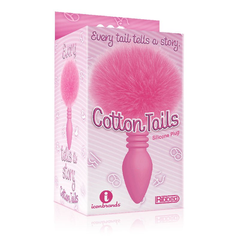 The 9's Cottontails, Ribbed Pink Butt Plug with Bunny Tail