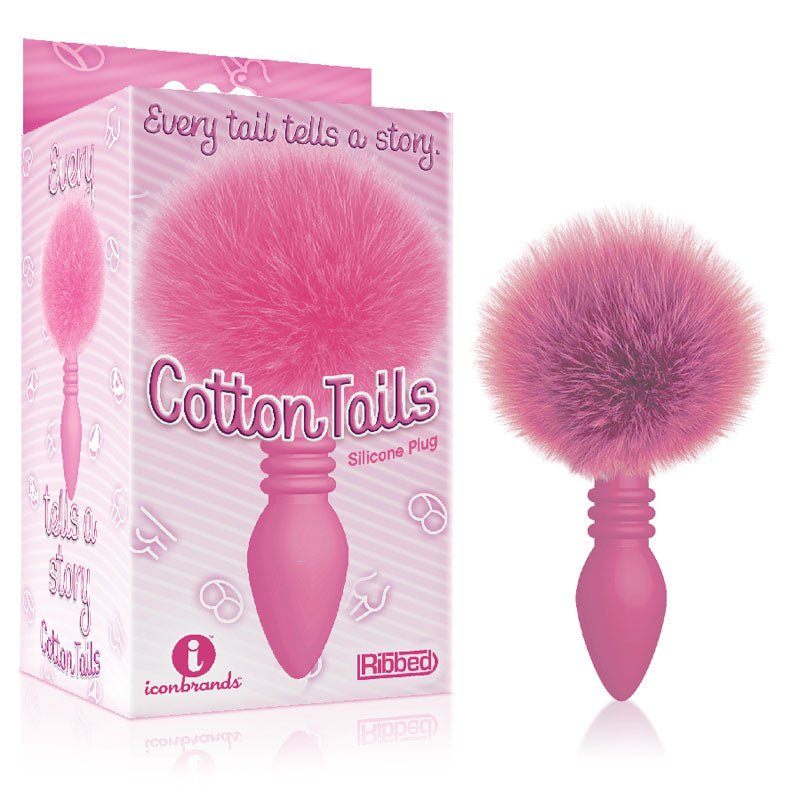 The 9's Cottontails, Ribbed Pink Butt Plug with Bunny Tail