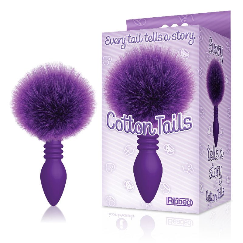 The 9's Cottontails, Ribbed Purple Butt Plug with Bunny Tail