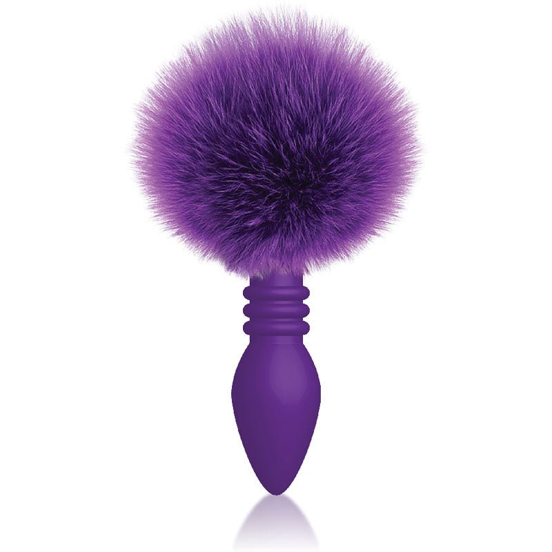 The 9's Cottontails, Ribbed Purple Butt Plug with Bunny Tail