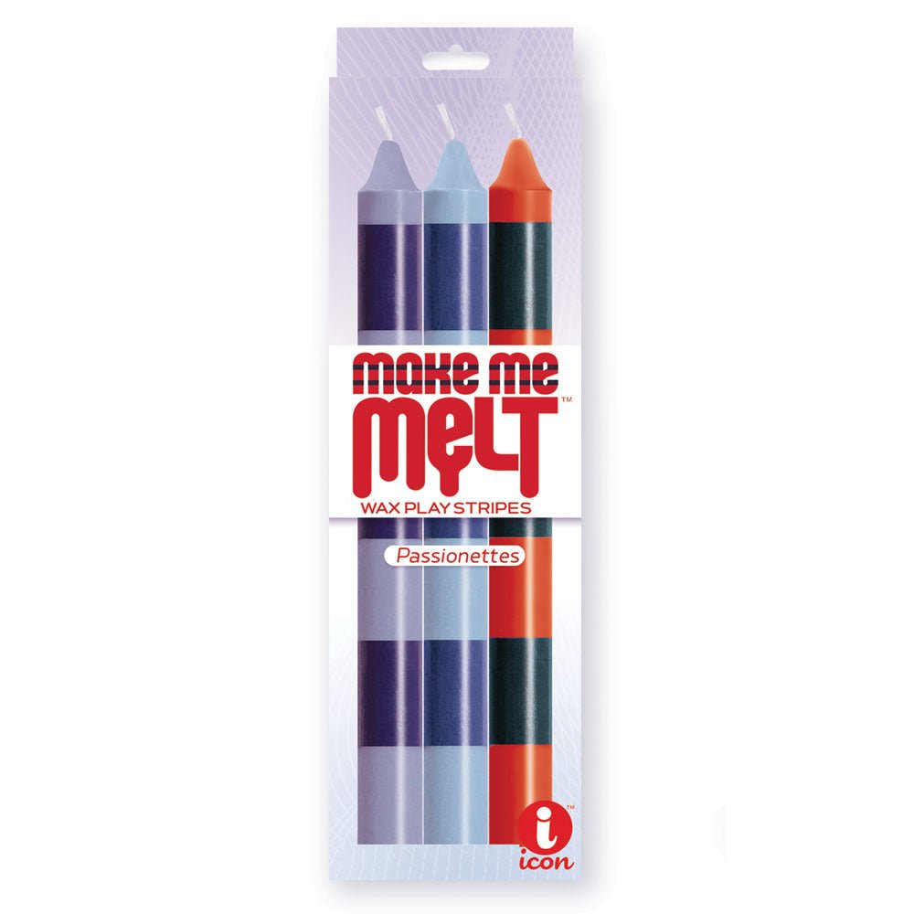 The 9's Make Me Melt Drip Candle 3-Pk, Passionettes - Passion Coloured