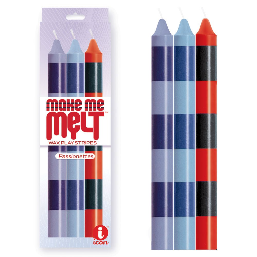 The 9's Make Me Melt Drip Candle 3-Pk, Passionettes - Passion Coloured