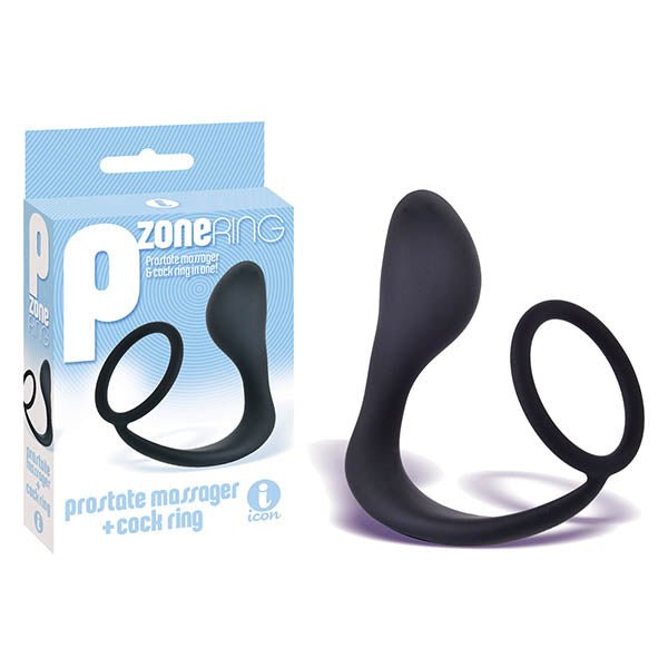 The 9's P - Zone Cock Ring - Black Anal Plug with Cock Ring