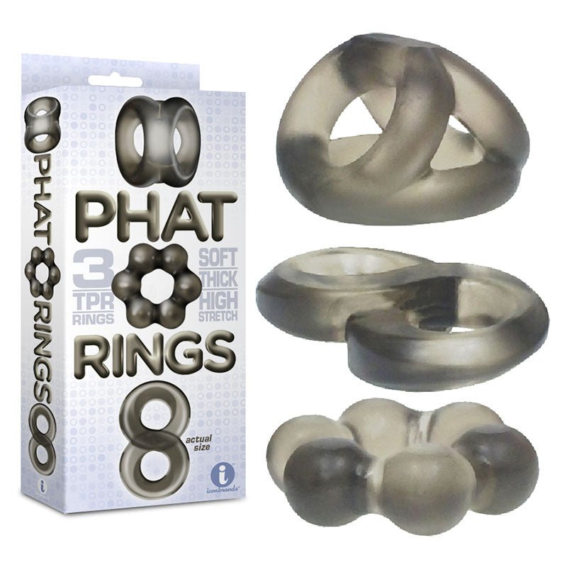 The 9's Phat Rings - Smoke 2 Cock Rings - Set of 3