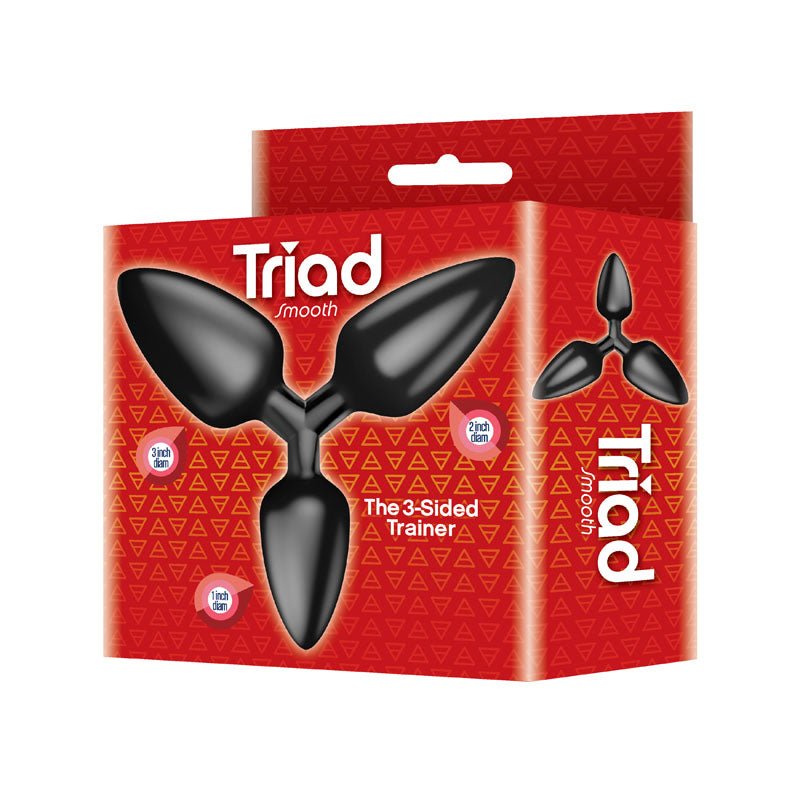 The 9's Triad 3 Way Butt Plug - Black Smooth 3 - Way Butt Plug