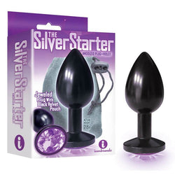 The Silver Starter - Anodised 7.1 cm (2.8'') Butt Plug with Violet Round Jewel