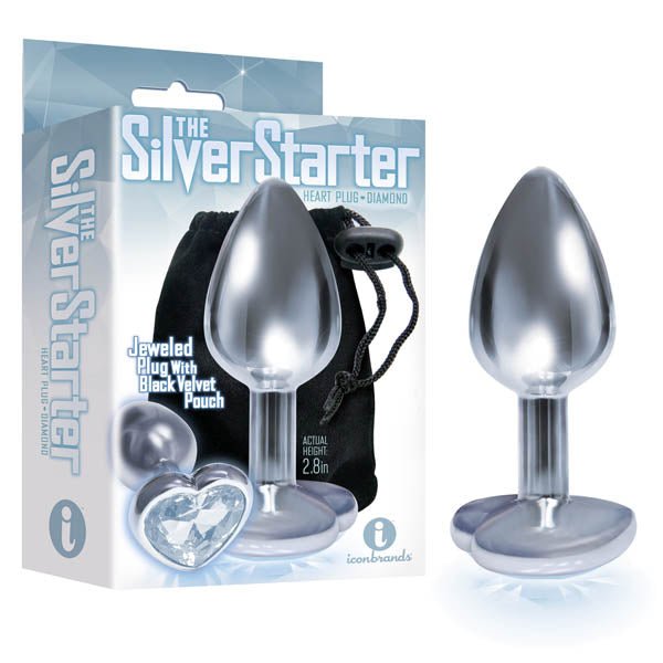 The Silver Starter - Silver 7.1 cm (2.8'') Butt Plug with Clear Heart Jewel