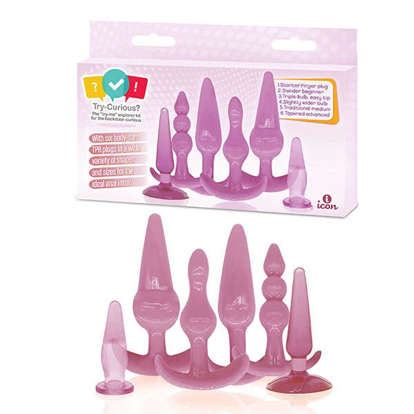 Try - Curious Anal Plug Kit - Pink Anal Kit - Set of 6