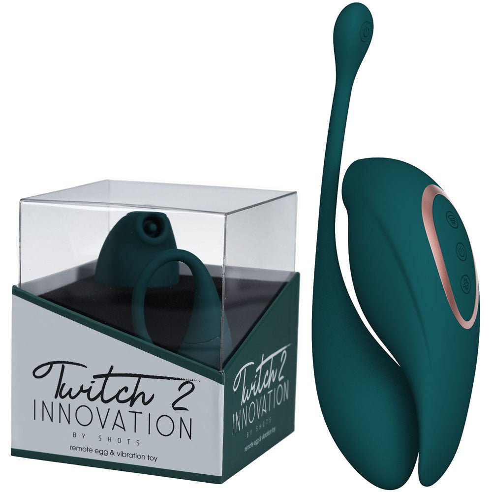 Twitch 2 Green US Rechargeable Suction Vibrator with Remote Vibrating Egg