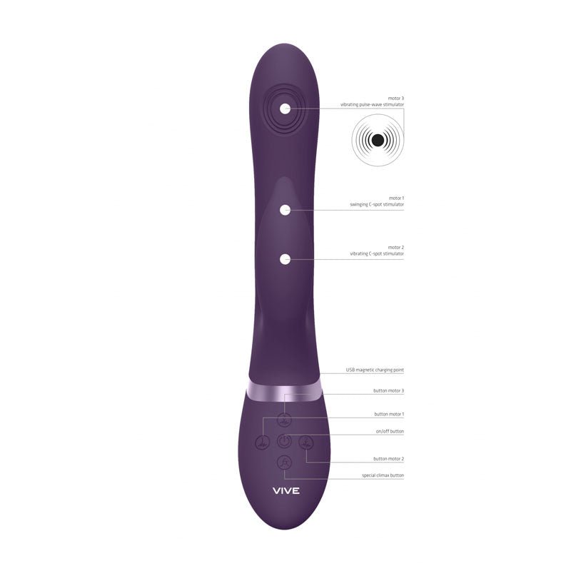 VIVE Aimi - Purple 22.3 cm USB Rechargeable Rabbit Vibrator