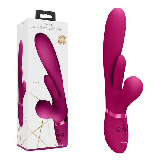 VIVE Ena Pink 25 cm Thrusting Vibrator with Air Wave Stimulator