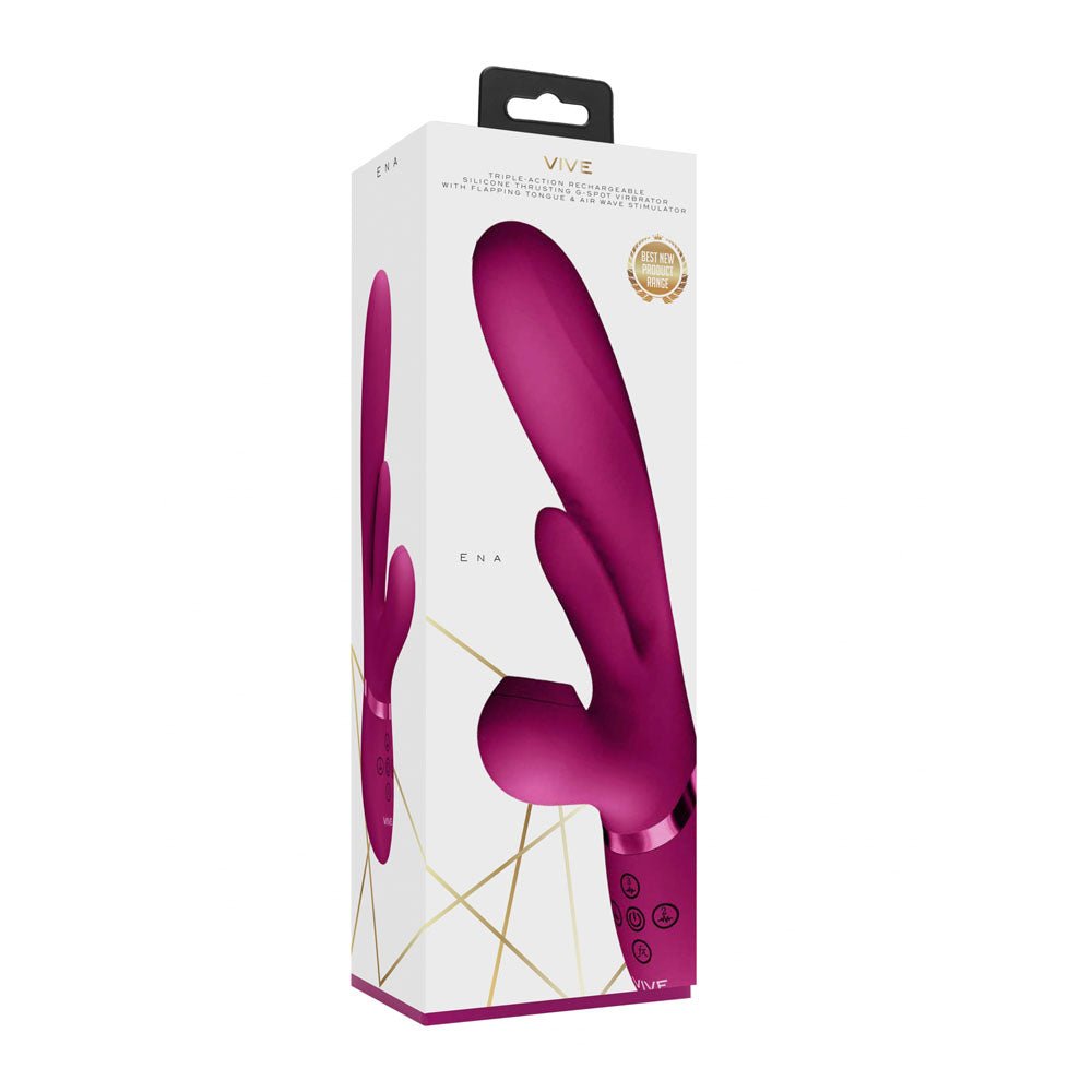 VIVE Ena Pink 25 cm Thrusting Vibrator with Air Wave Stimulator