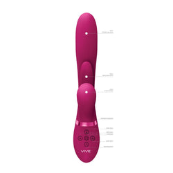 VIVE Ena Pink 25 cm Thrusting Vibrator with Air Wave Stimulator