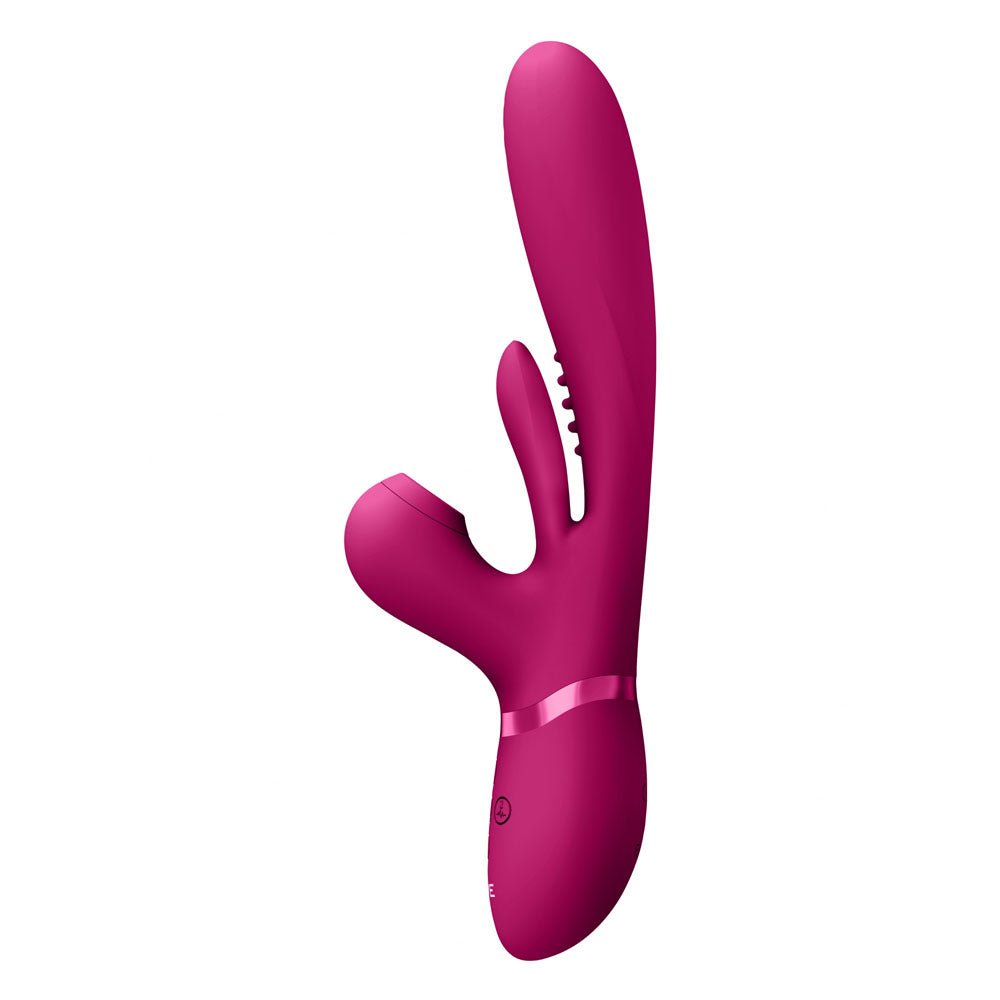 VIVE Ena Pink 25 cm Thrusting Vibrator with Air Wave Stimulator