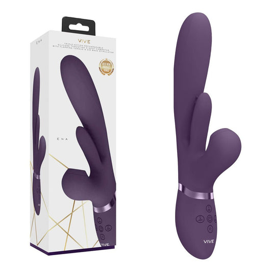 VIVE Ena Purple 25 cm Thrusting Vibrator with Air Wave Stimulator