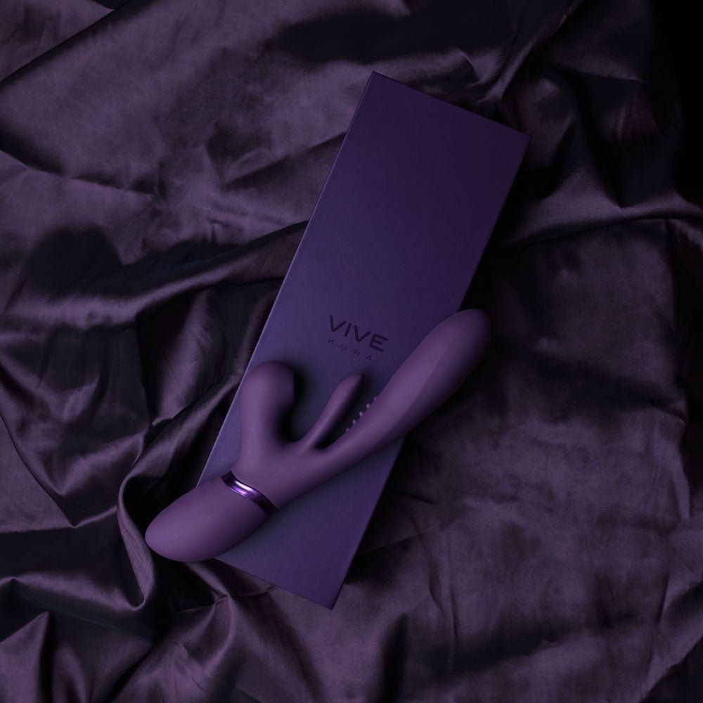 VIVE Ena Purple 25 cm Thrusting Vibrator with Air Wave Stimulator