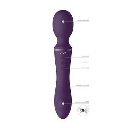 Vive Enora - Purple 22 cm USB Rechargeable Dual Ended Massager Wand