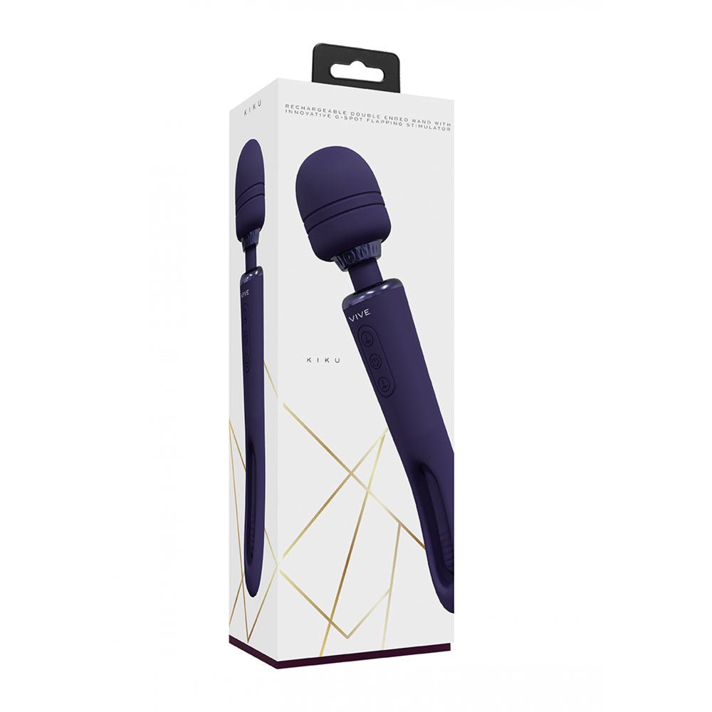 VIVE Kiku - Purple 25.2 cm Dual End Massage Wand with Flapping Tip