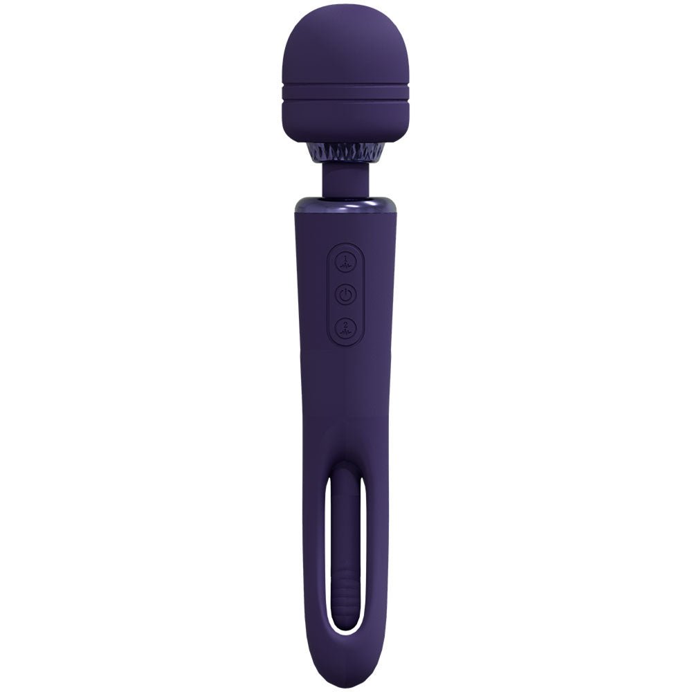 VIVE Kiku - Purple 25.2 cm Dual End Massage Wand with Flapping Tip