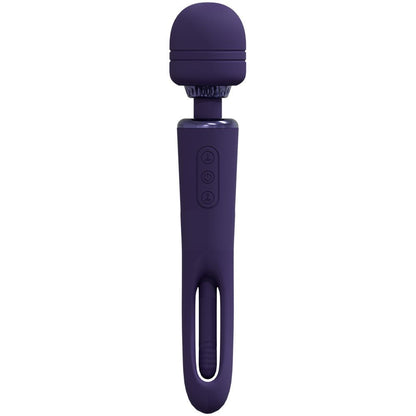 VIVE Kiku - Purple 25.2 cm Dual End Massage Wand with Flapping Tip