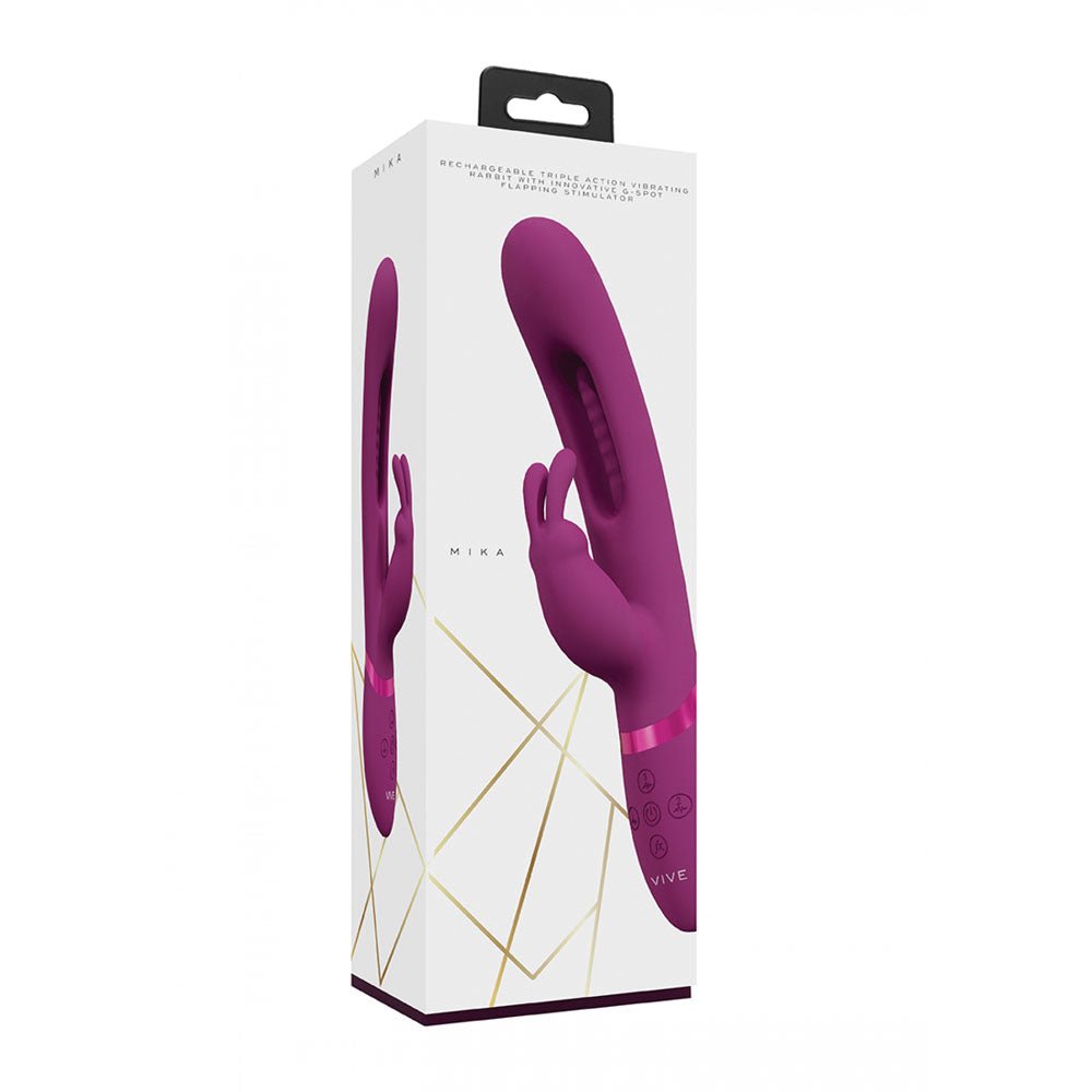 VIVE Mika - Pink 23.2 cm Rabbit Vibrator with Flapping Shaft