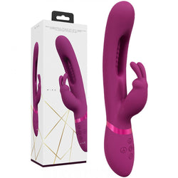 VIVE Mika - Pink 23.2 cm Rabbit Vibrator with Flapping Shaft