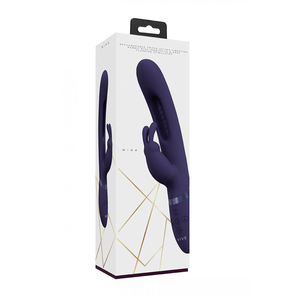 VIVE Mika - Purple 23.2 cm Rabbit Vibrator with Flapping Shaft