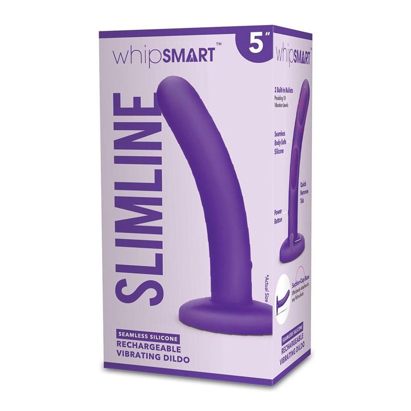 WhipSmart 5'' Slimline Rechargeable Vibrating Dildo Purple