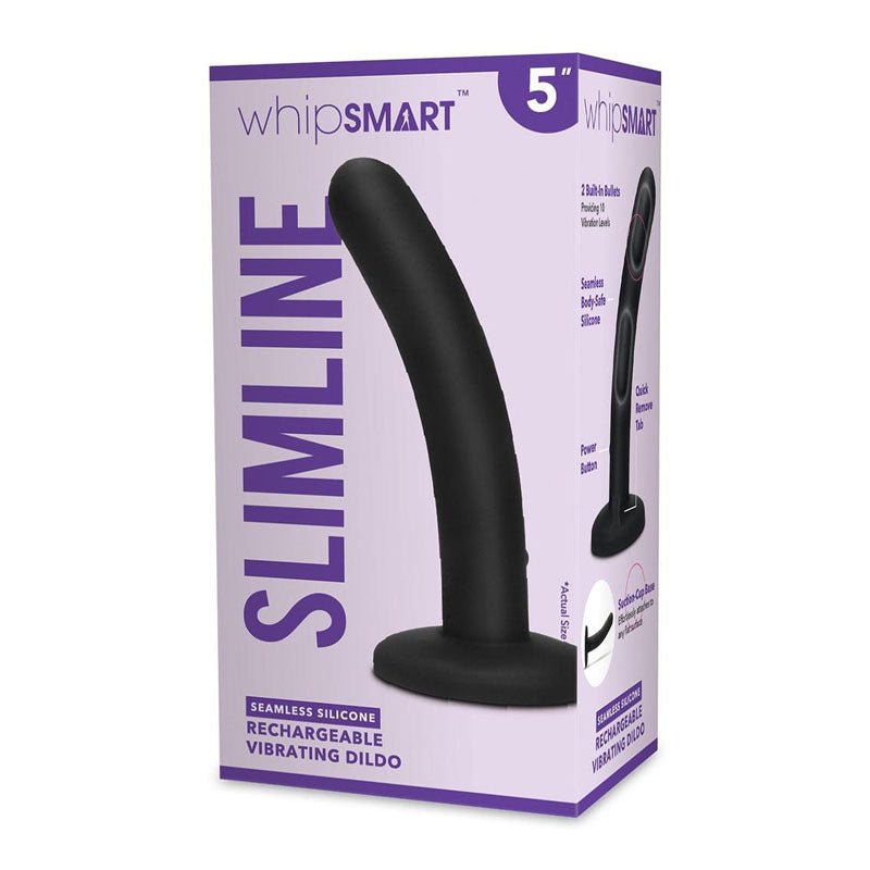 WhipSmart 5'' Slimline Rechargeable Vibrating Dildo Black