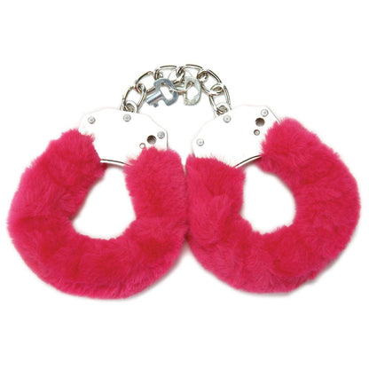 WhipSmart Classic Furry Cuffs - Hot Pink Furry Restraints with Bonus Eye Mask