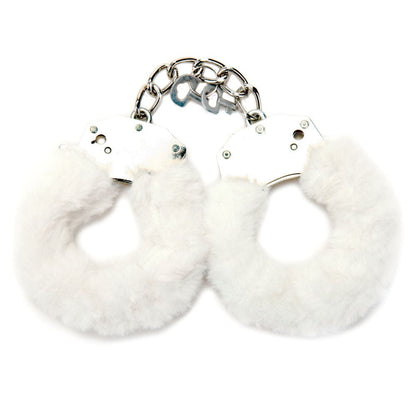 WhipSmart Classic Furry Cuffs - White Furry Restraints with Bonus Eye Mask