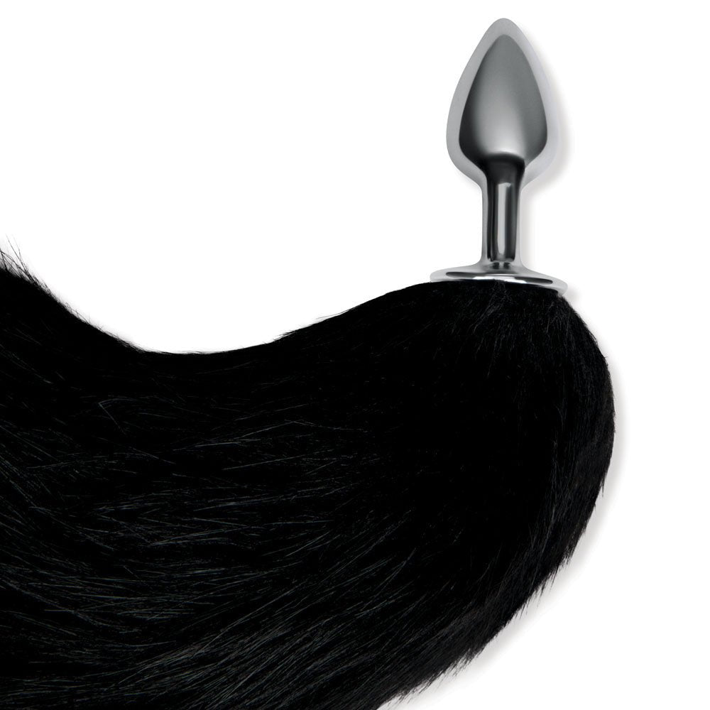 WhipSmart Furry Tales 14 Inch Fox Tail Metal 6.3 cm Butt Plug with Black Fox Tail