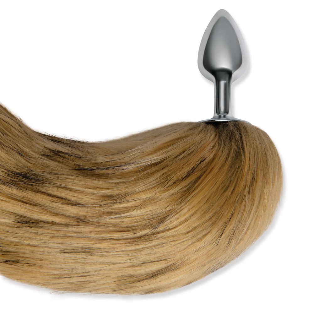 WhipSmart Furry Tales 14 Inch Fox Tail Metal 6.3 cm Butt Plug with Brown Fox Tail