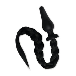 WhipSmart Furry Tales 4 Inch Silicone Pony Tail Butt Plug Black 10.1 cm