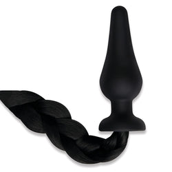 WhipSmart Furry Tales 4 Inch Silicone Pony Tail Butt Plug Black 10.1 cm