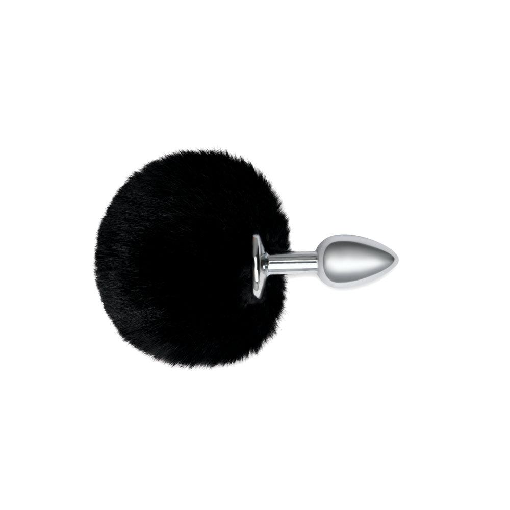 WhipSmart Furry Tales Bunny Tail Metal 6.3 cm Butt Plug with Black Bunny Tail