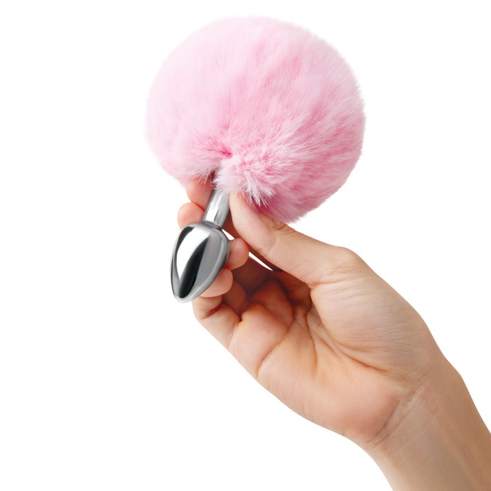 WhipSmart Furry Tales Bunny Tail Metal 6.3 cm Butt Plug with Pink Bunny Tail