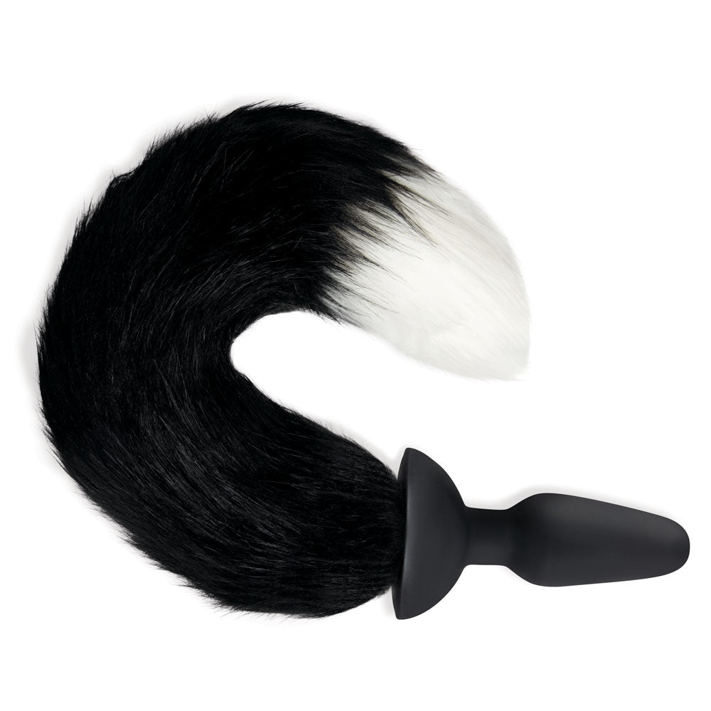 WhipSmart Furry Tales Silicone Foxtail Black 9.5 cm Vibrating Butt Plug