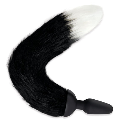 WhipSmart Furry Tales Silicone Foxtail Black 9.5 cm Vibrating Butt Plug